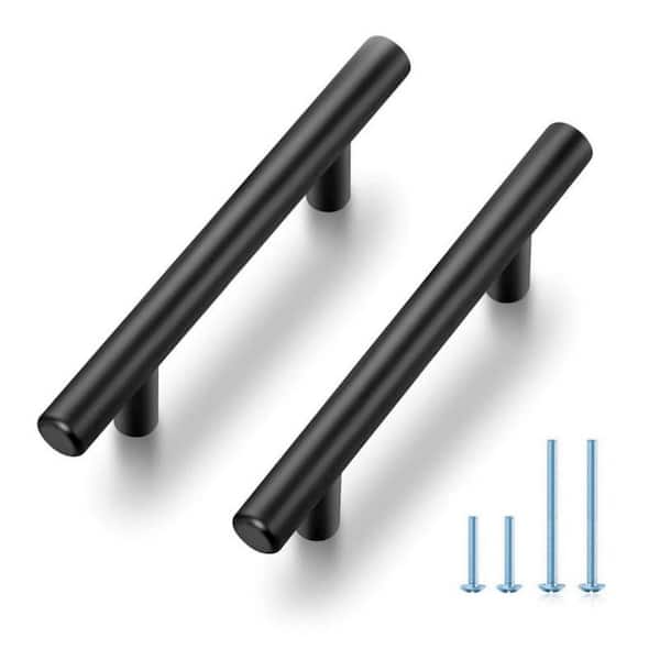Angel Sar 5 in. Black Cabinet Pulls Kitchen Cabinet Handles with Hole Center for Cabinets Cupboard, 76mm Hole Centers (60-Pack)