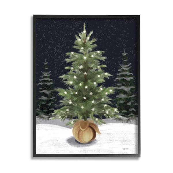 Stupell Industries Christmas Tree Snow Scene by House Fenway 1-Piece Framed Graphic Print Nature Poster Art Print 14 in. x 11 in.
