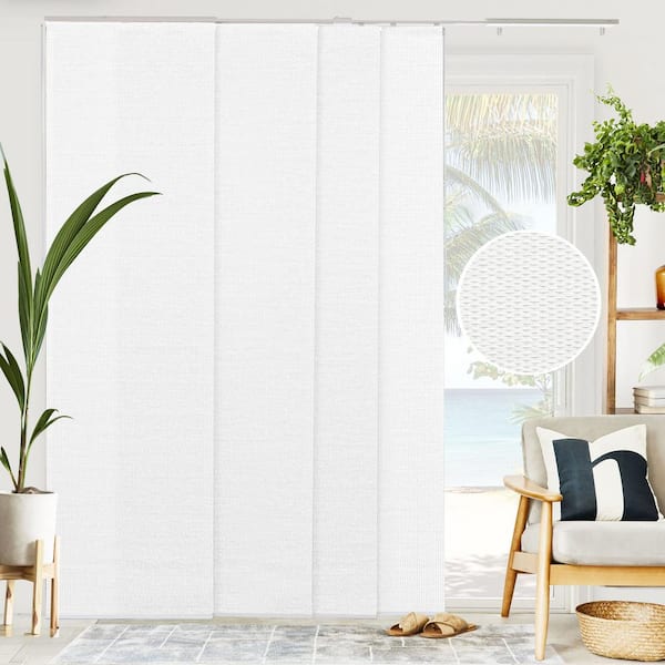 Chicology Woven Cut-to-Size White Light Filtering Adjustable Sliding Panel Track Blind w/ 23 in Slats Up to 86 in. W X 96 in. L