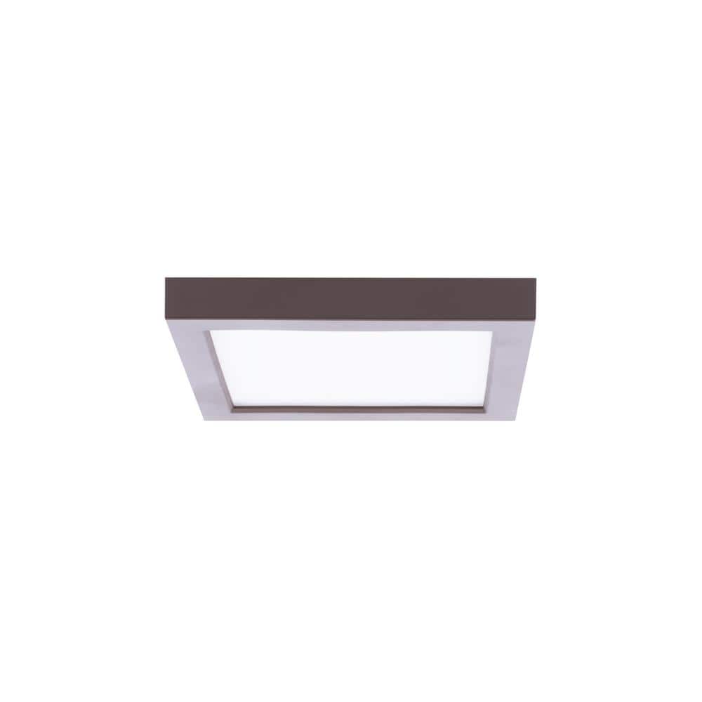 Square Bronze Glass LED Flush Mount Light