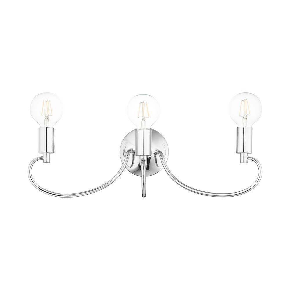 Bari Polished Chrome 3-Light Vanity Sconce with Dimmable Feature