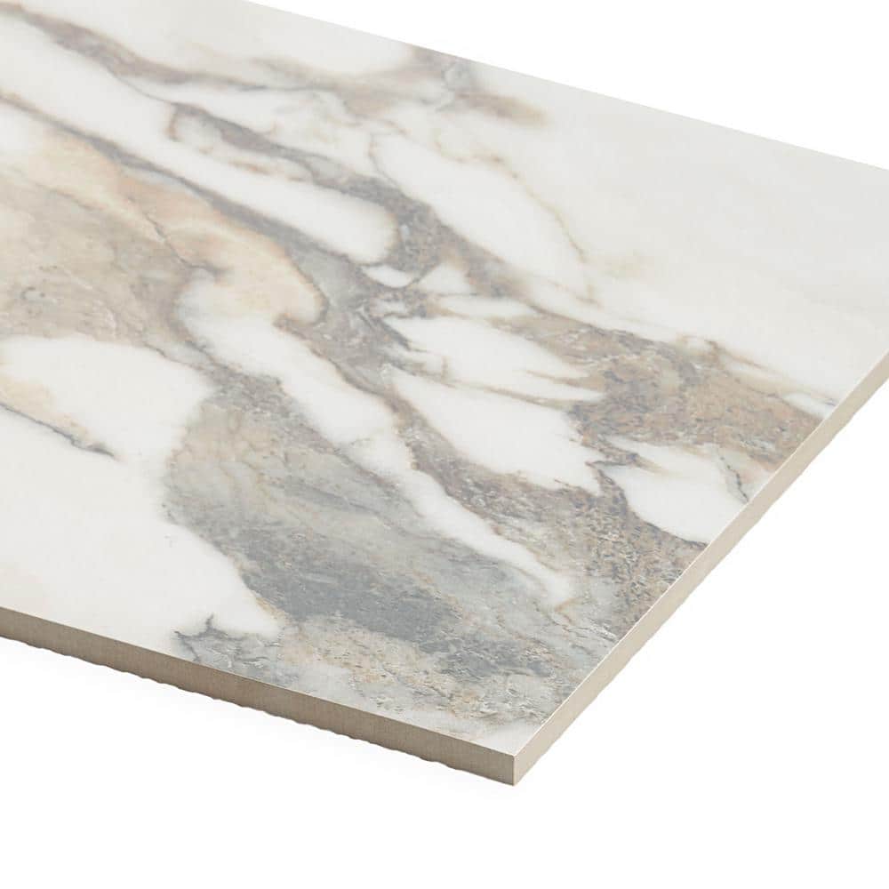 Calacatta Rustico 12" x 24" Polished Marble Look Porcelain Tile