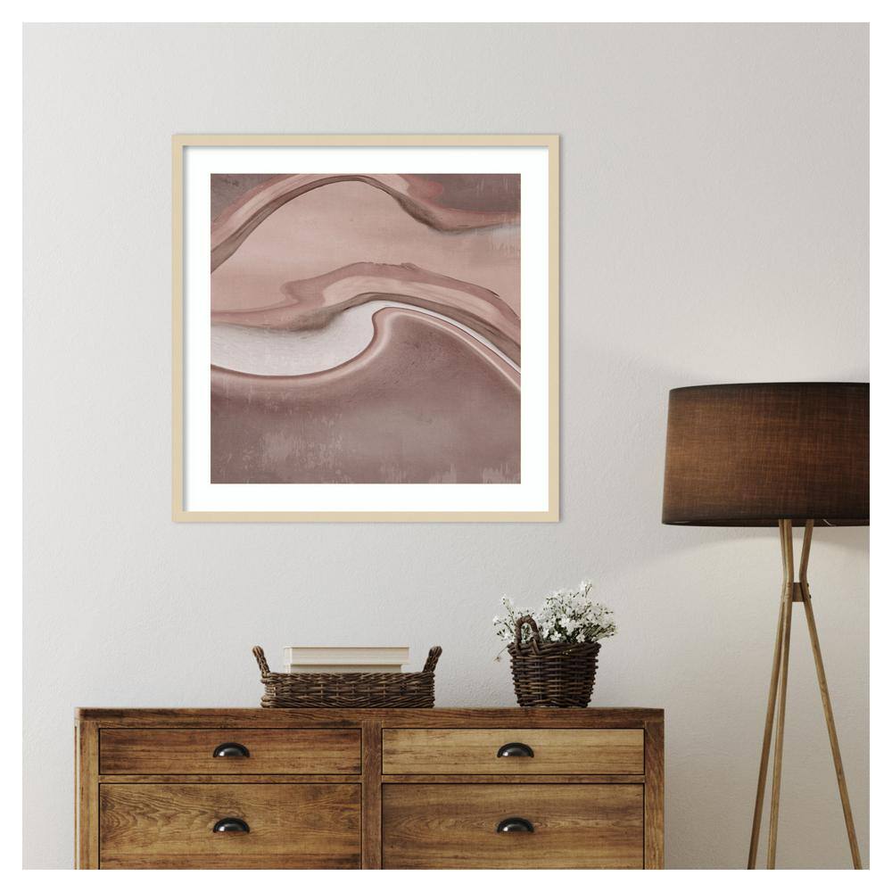 Alex Black 33" Earth Tones Abstract Lithograph in Brown Wood Frame