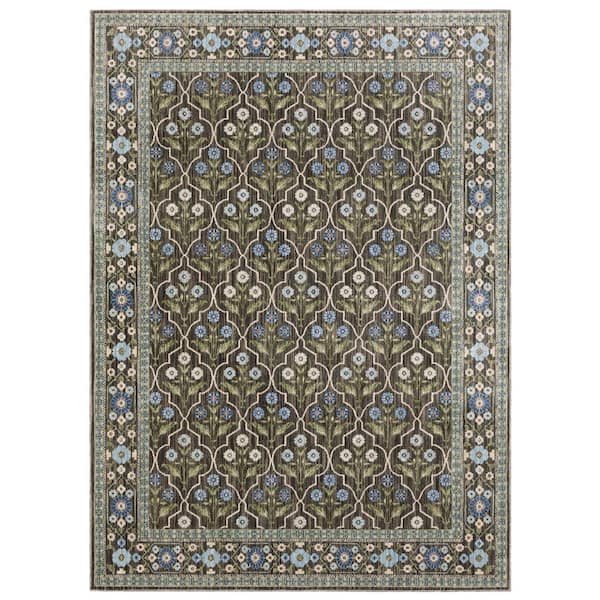 Maribel Brown 2 ft. x 7 ft. Floral Indoor Area Rug