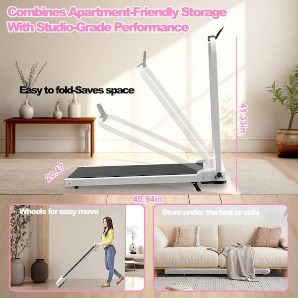 LIVACA Foldable 2-in-1 Treadmill with Handle Bar and Incline