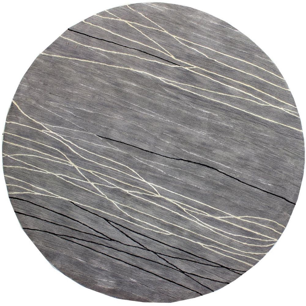 Greenwich Grey 6 ft. Round Abstract Contemporary Area Rug