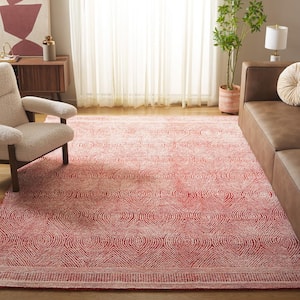 Abstract Ivory/Red 8 ft. x 10 ft. Geometric Area Rug