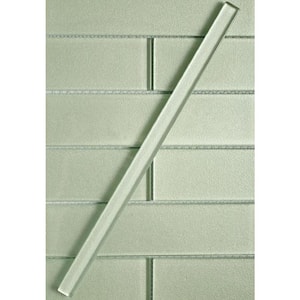 Cosmos 0.6 in. x 12 in. Light Green Glass Glossy Pencil Liner Tile Trim (0.5 sq. ft./case) (10-pack)