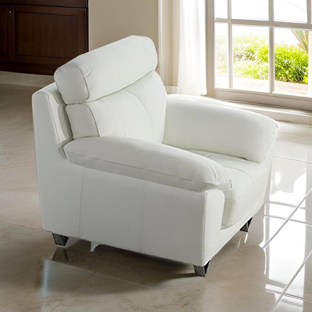 Rory White and Chrome Leather Arm Chair with Angled Metal Legs price history on PriceWatchPro