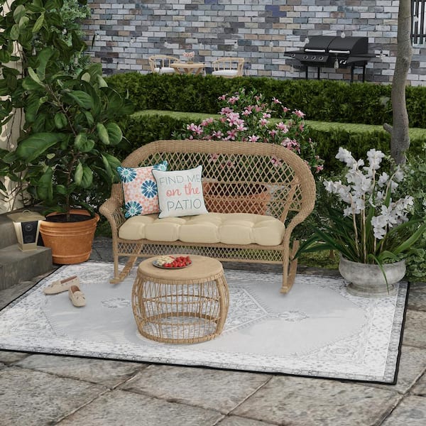 Jordan Manufacturing 16 in. L x 16 in. W x 4 in. T Reversible Outdoor Throw Pillow in On the Patio and Multicolor Medallion