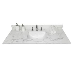 43 in. W x 22 in. D Ceramic White Rectangular Single Sink Vanity Top in White