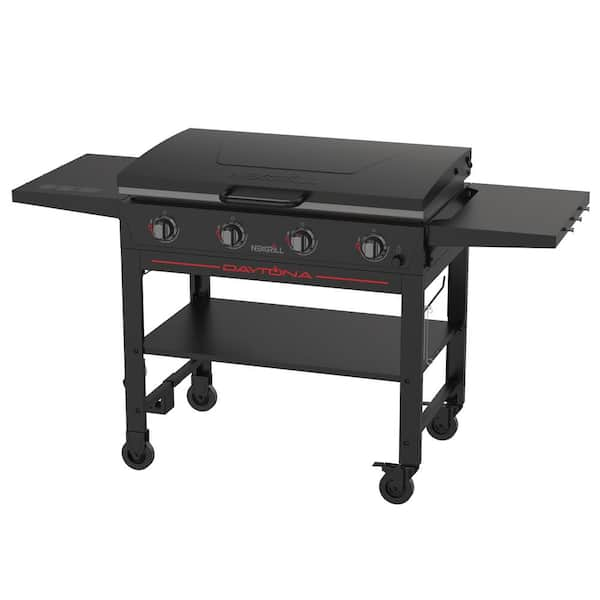 Daytona 4-Burner Propane Gas Griddle with Lid in Black