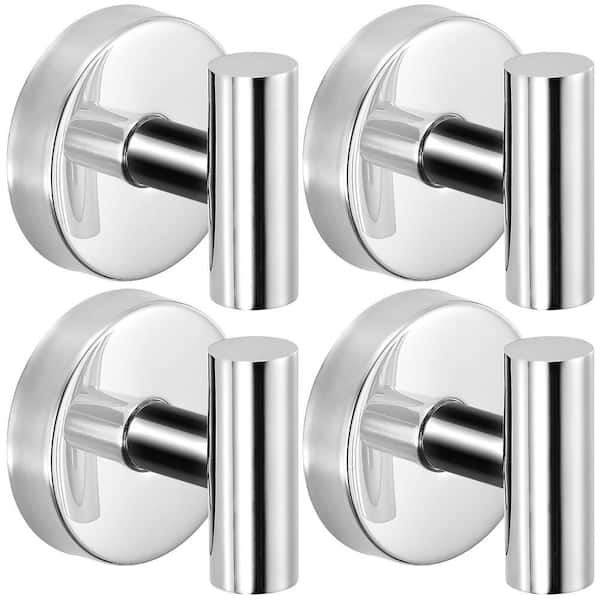 4-Pack Suction Cup Hook for Towel, Robe and Loofah, No Drill Mounting, Tile and Smooth, Non-Porous Surface, Chrome