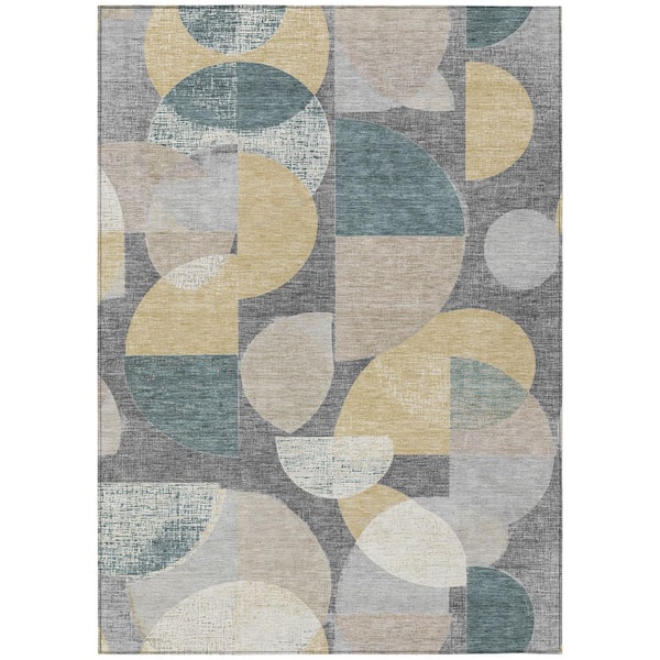 Chantille Machine Washable Indoor/Outdoor Abstract ACN3059 Gray 8 ft. x 10 ft. Area Rug