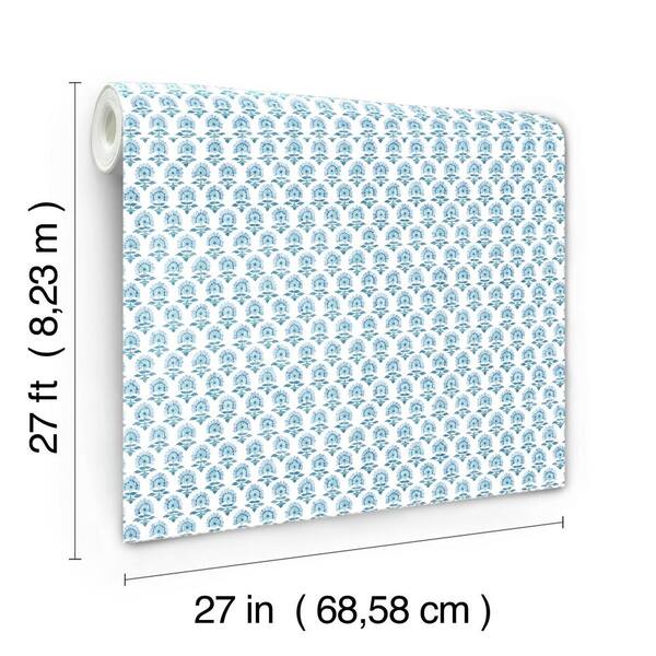 York Wallcoverings Petite Fleur Blue Paper Strippable Roll Covers 60 75 Sq Ft Sp1466 The Home Depot