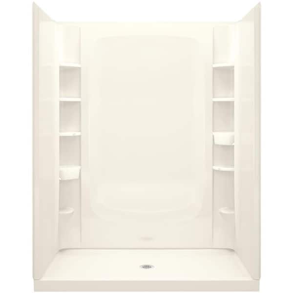 STERLING Store+ 34 in. x 60 in. x 75.75 in. Shower Kit in Biscuit with Backer Boards