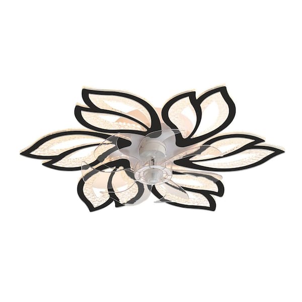 OLUZFAN 25.6 in. Ceiling Fan with Lights and Remote, Flush Mount Modern Indoor Ceiling Fans for Bedroom Dining Room  Black