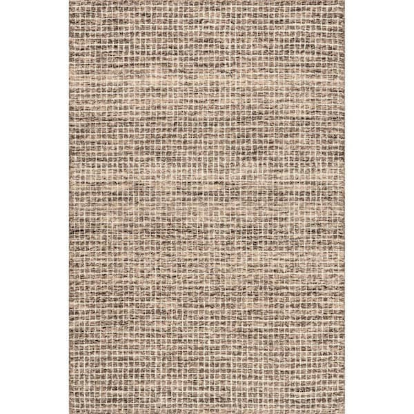 Melrose Checked Wool Brown 12 ft. x 15 ft. Indoor/Outdoor Patio Rug