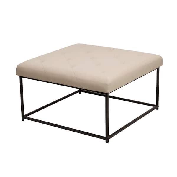 Alberton Beige Faux Leather Ottoman