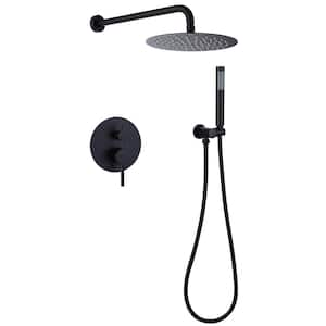 1-Handle 2-Spray Rain Shower Faucet and Hand Shower Combo Kit in Matte Black (Valve Included)