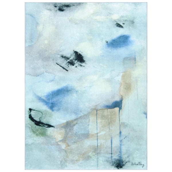 Floating Stars, 8'x10' Hand Washable Abstract Art Area Rug, power-loomed, 100% polyester, 2mm pile, non-slipping back.