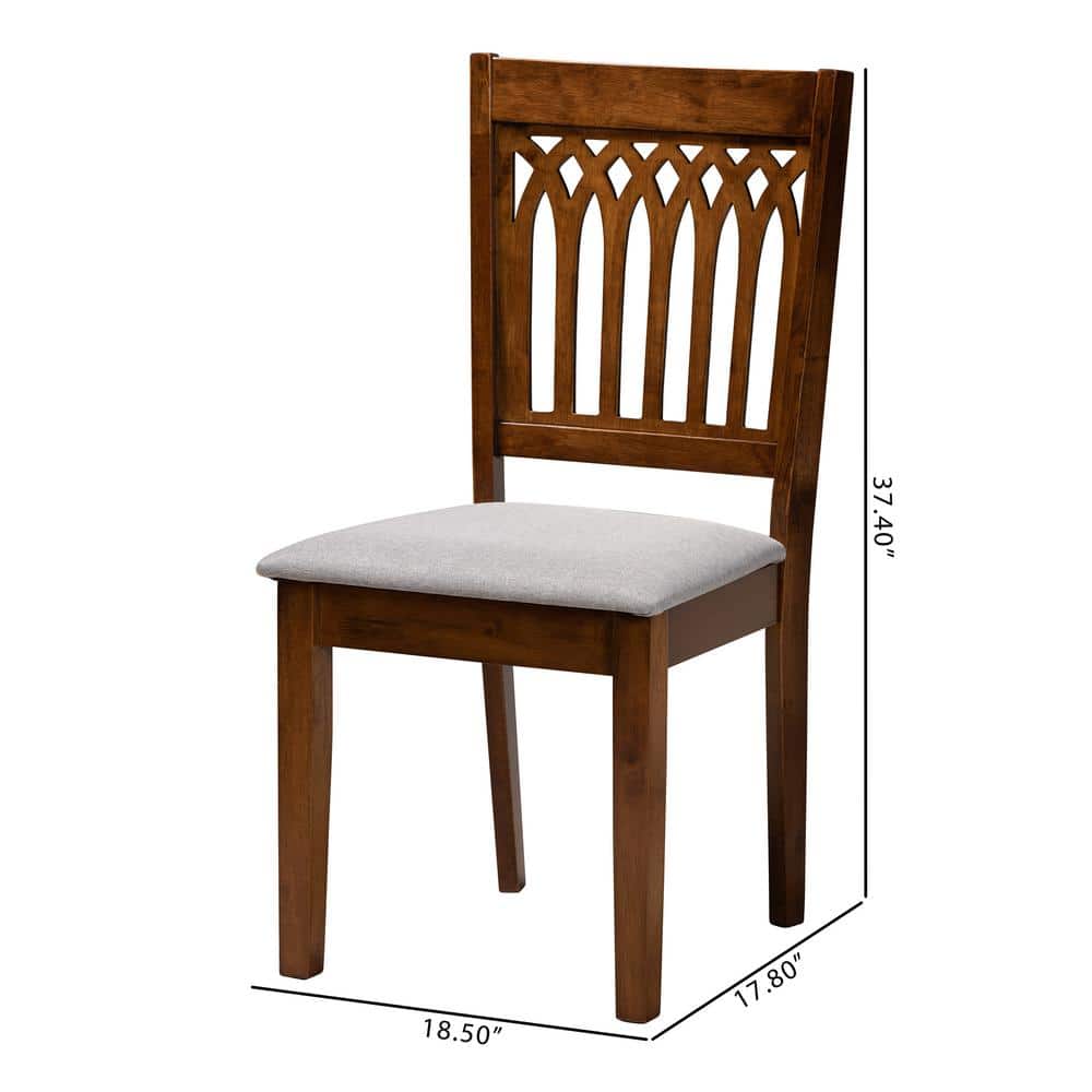 Walnut Brown Leather Upholstered Low Slat Side Chair