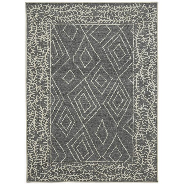 Amer Rugs Berlin 8 x 10 Dark Gray Geometric Pattern Area Rug for High Traffic Living Room Dining Room Bedroom