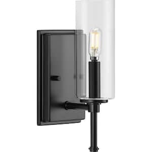 Elara 4.75 in. 1-Light Matte Black New Traditional Vanity Light with Clear Glass Shade for Bath and Vanity