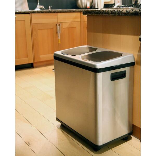 iTouchless 13 &16 Gallon Stainless Steel Open Dual-Deodorizer Wide Trash Can Bin 