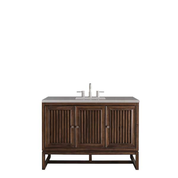 James Martin Vanities Athens 48 in. W x 23.5 in. D x 34.5 in. H Bath Vanity in Mid Century Acacia with Grey Expo Quartz Top