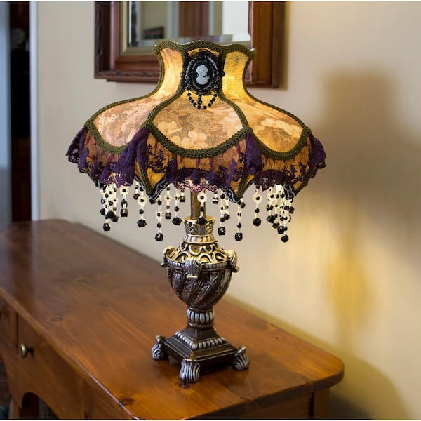 Victorian Style Laced Jewel Shade 13965, Victorian Crystal Table Lamps