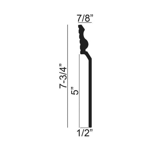 American Pro Decor 5APD11592 7/8 in. x 7-3/4 in. x 96 in. Unfinished PVC Baseboard Cover Moulding 40-Lineal Feet (5-Pack) American Pro Decor 5APD11592 7/8 in. x 7-3/4 in. x 96 in. Unfinished PVC Baseboard Cover Moulding 40-Lineal Feet (5-Pack) - 3