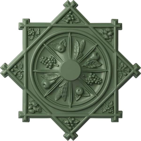 Ekena Millwork 38-1/4" x 1-1/2" Antilles Urethane Ceiling (Fits Canopies up to 6"), Hand-Painted Athenian Green