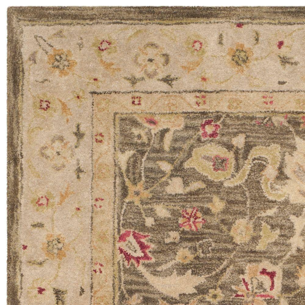 Handmade Gray Floral Wool Area Rug, 6' x 9'