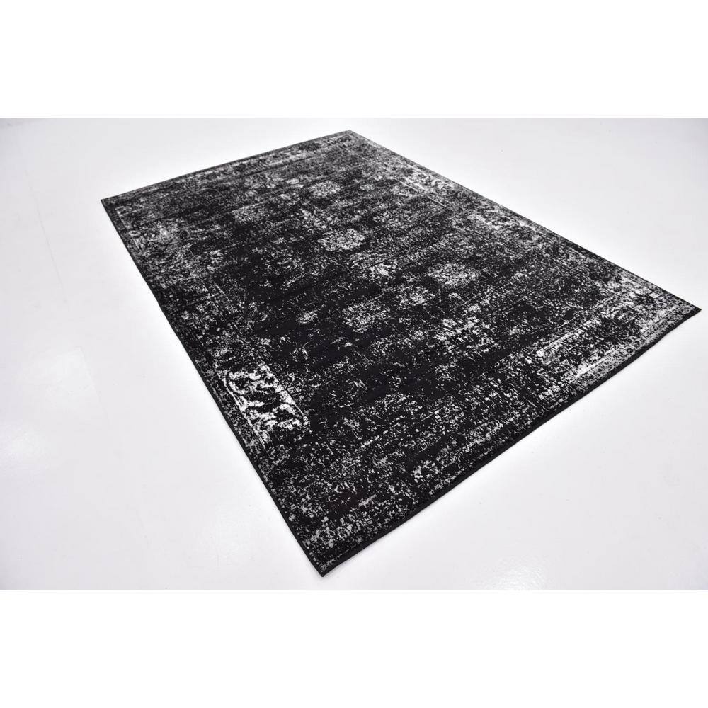 Modern Distressed Black & Ivory Rectangular Area Rug