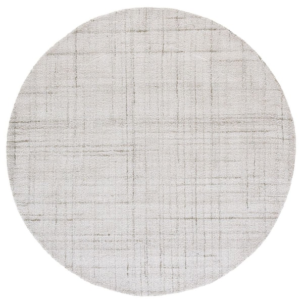 Abstract 6 ft. x 6 ft. Round Light Gray Classic Marle Area Rug