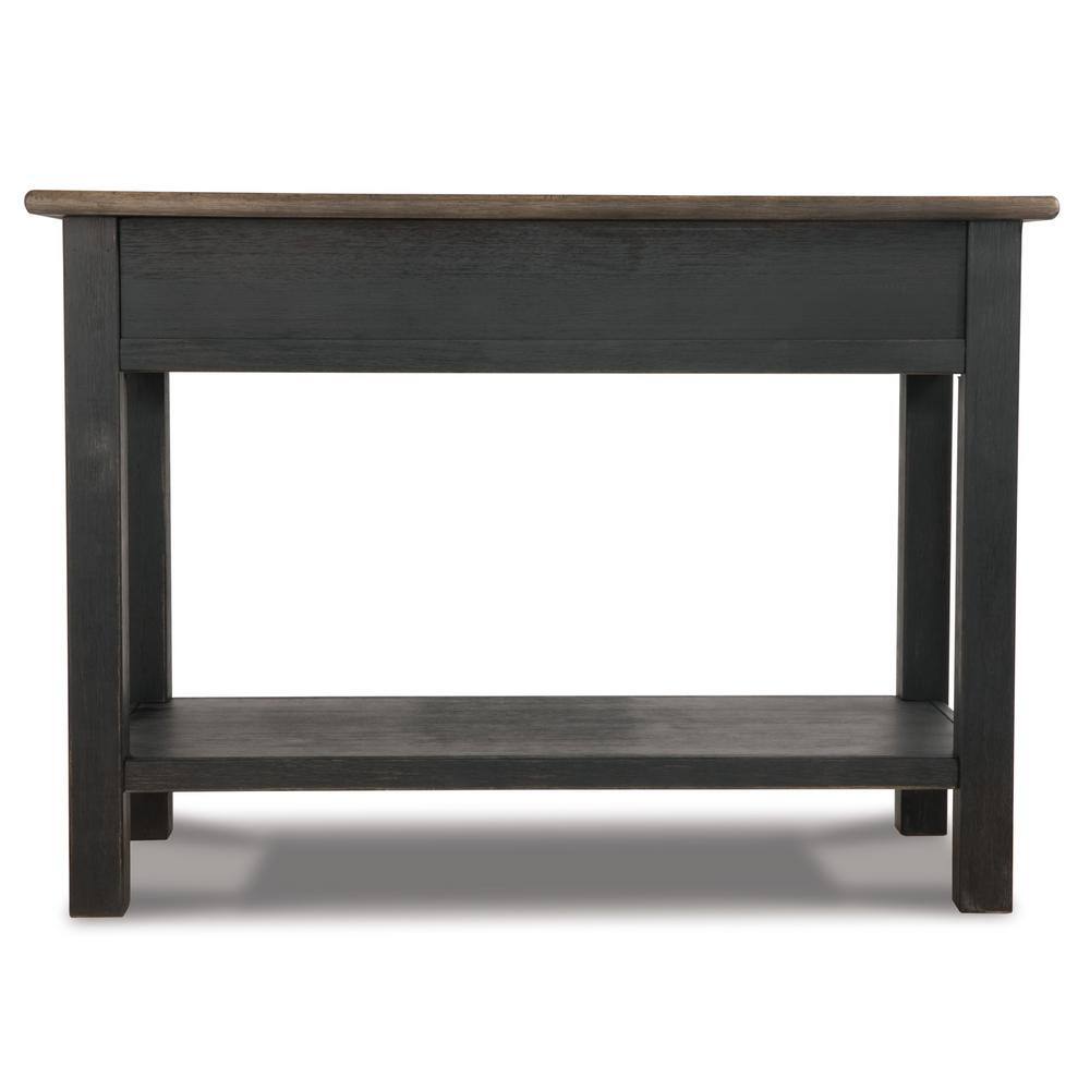 Contemporary Black and Brown Rectangular Sofa Table with Storage