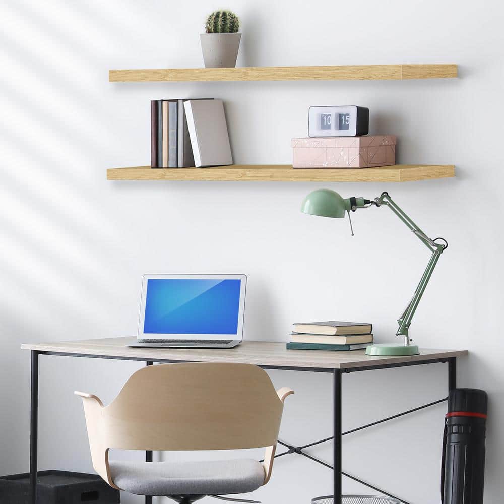 Maple Wood Extra Long Floating Wall Shelves, 35" x 9"