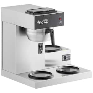56 Cup/hr Commercial Pourover Coffee Maker with 3-Warmers 120-Volt and Silver Stainless Steel Surface