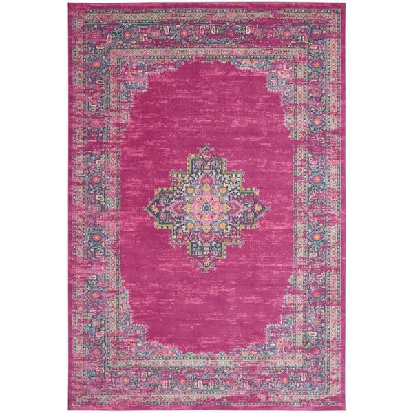 Passion Fuchsia 10 ft. x 14 ft. Bordered Transitional Area Rug