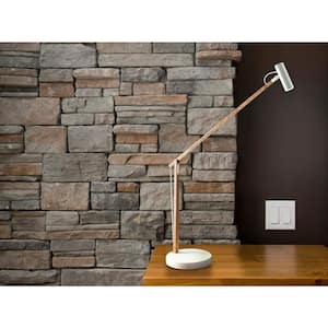 ADS360 Crane 32 in. Integrated LED Natural Wood/White Desk Lamp