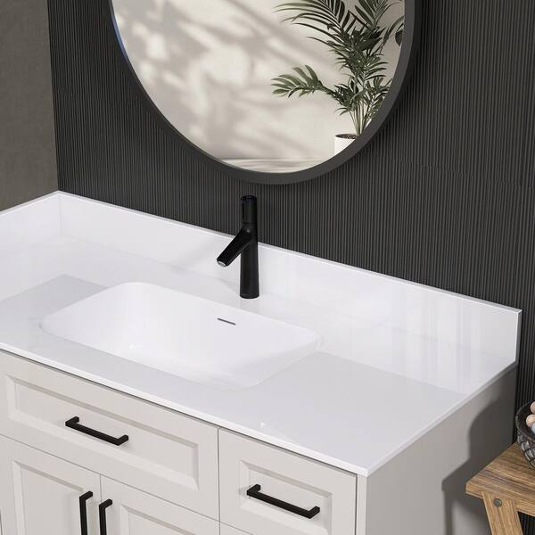 Zeafive 48 in. W x 4 in. H Solid Surface Resin Vanity Backsplash