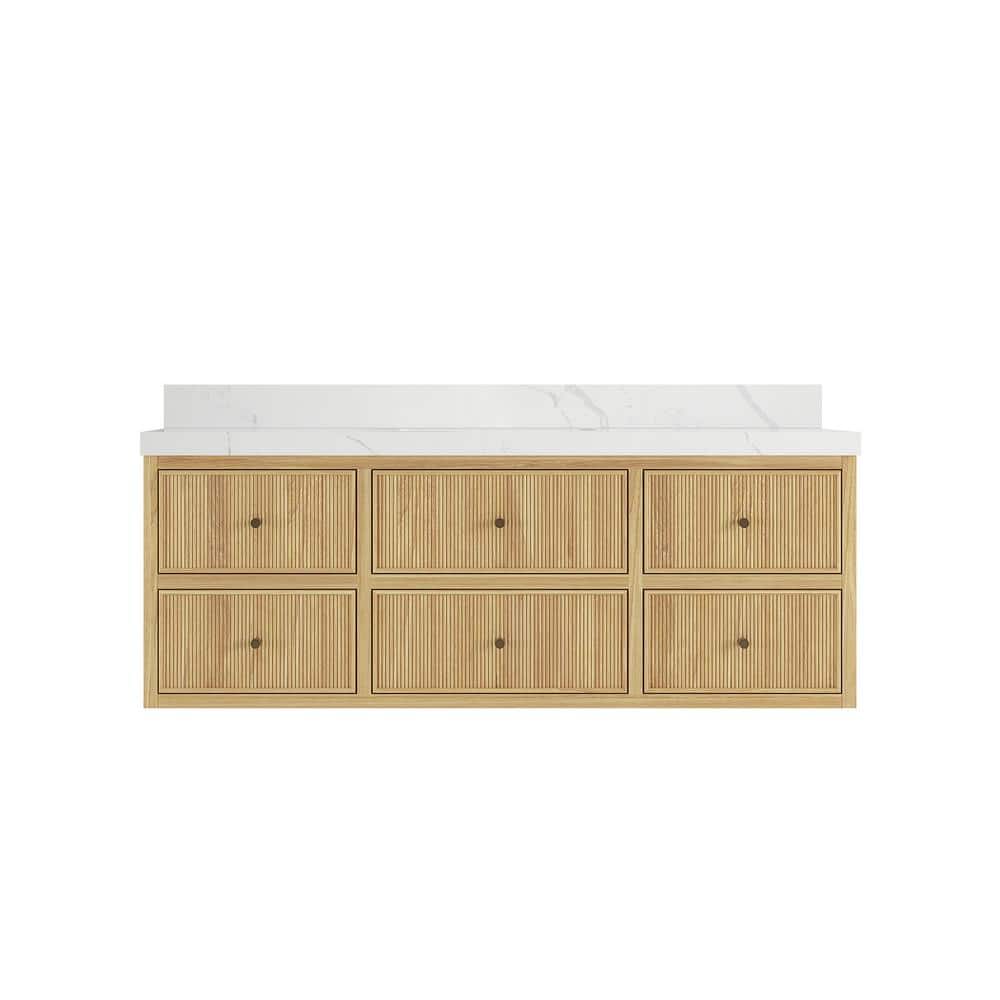 Sonoma Floating 60 in. H Single Sink Freestanding Light Natural Bath Vanity with Calacatta Laza Qt. Top Unassembled price history on PriceWatchPro