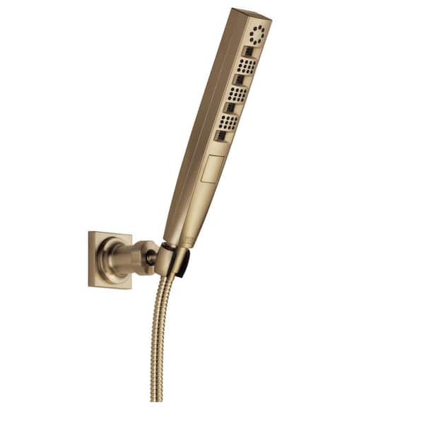 Delta 4-Spray Patterns 1.75 GPM 1.43 in. Wall Mount Handheld Shower Head with H2Okinetic in Lumicoat Champagne Bronze