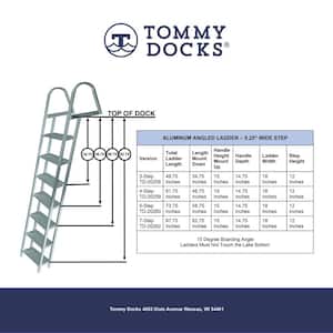 4-Step 16-in. Wide Aluminum Angled Boat Dock Ladder with Mounting Hardware for Seawalls and Stationary Dock Systems