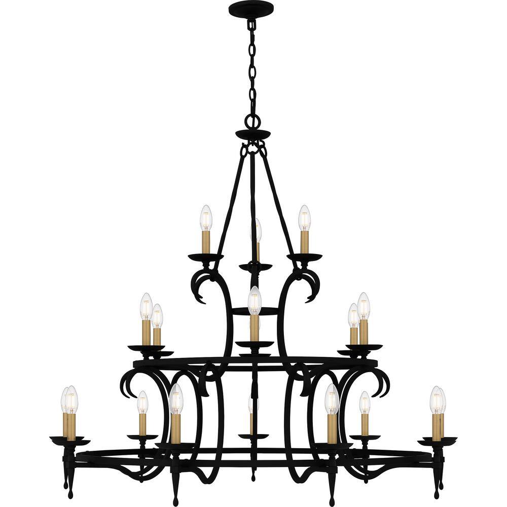 Octavia Black Iron 18-Light Candle Chandelier
