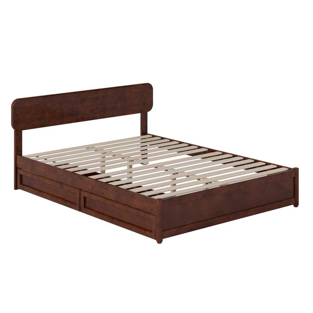 AFI Capri Walnut Brown Solid Wood Frame Queen Platform Bed with Panel ...