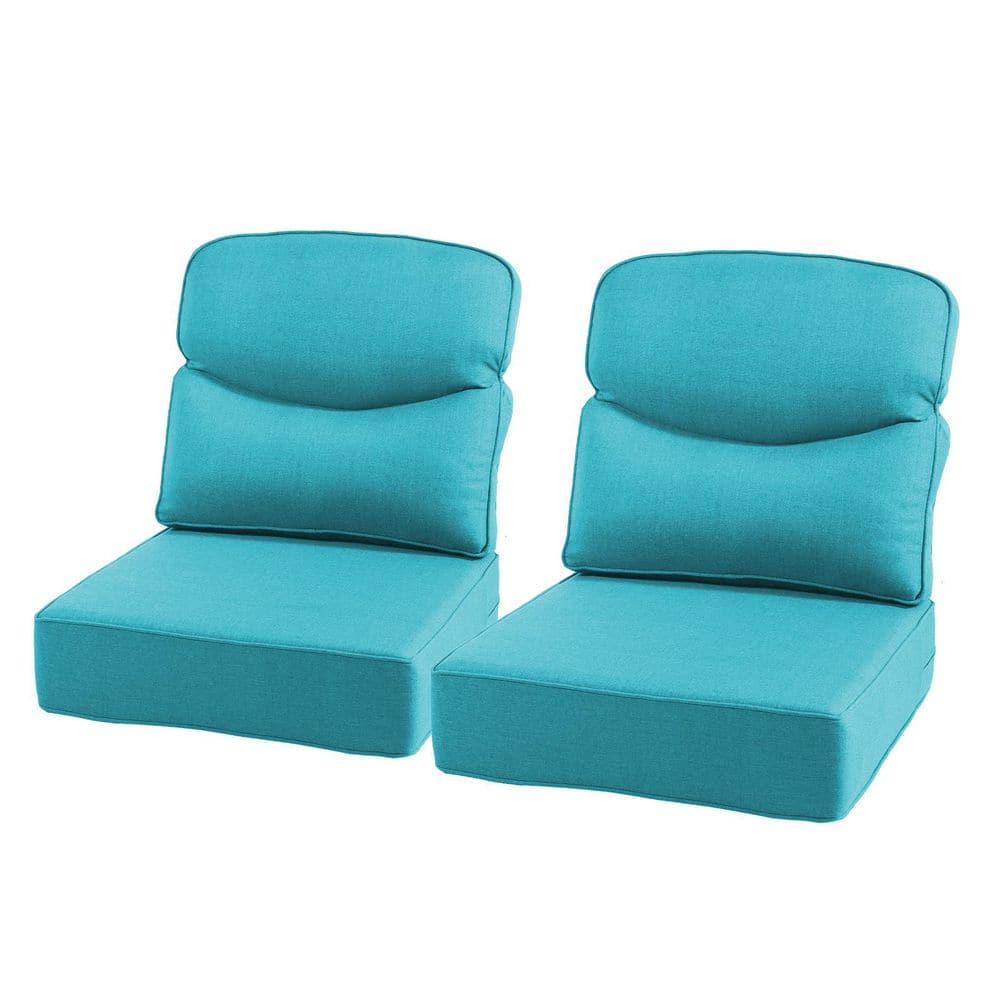 22 in. x 24 in. x 6 in. 4-Piece Olefin Deep Thick Seating Outdoor Lounge Chair Sofa Replacement Cushion in Light Blue