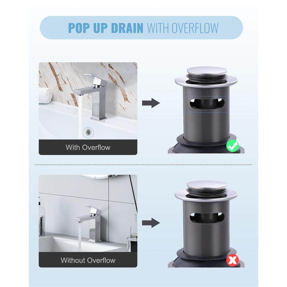 Chrome Pop-Up Bathroom Sink Drain with Overflow and Strainer
