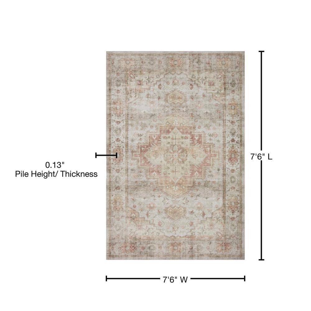 Elegant Sage Medallion 90" Round Wool-Blend Easy-Care Rug
